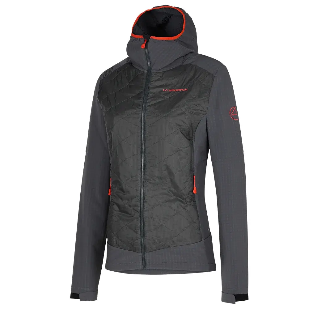 La Sportiva Куртка жіноча La Sportiva KAP HYBRID HOODY carbon/cherry tomato