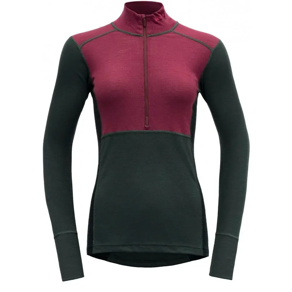 Devold Термолонгслів жіночий Devold Lauparen Merino 190 Zip Neck Beetroot/Woods/Ink