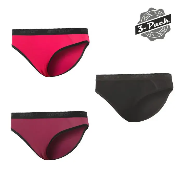 Sensor Труси жіночі Sensor Double Face 3-Pack чорний/lilla/magenta