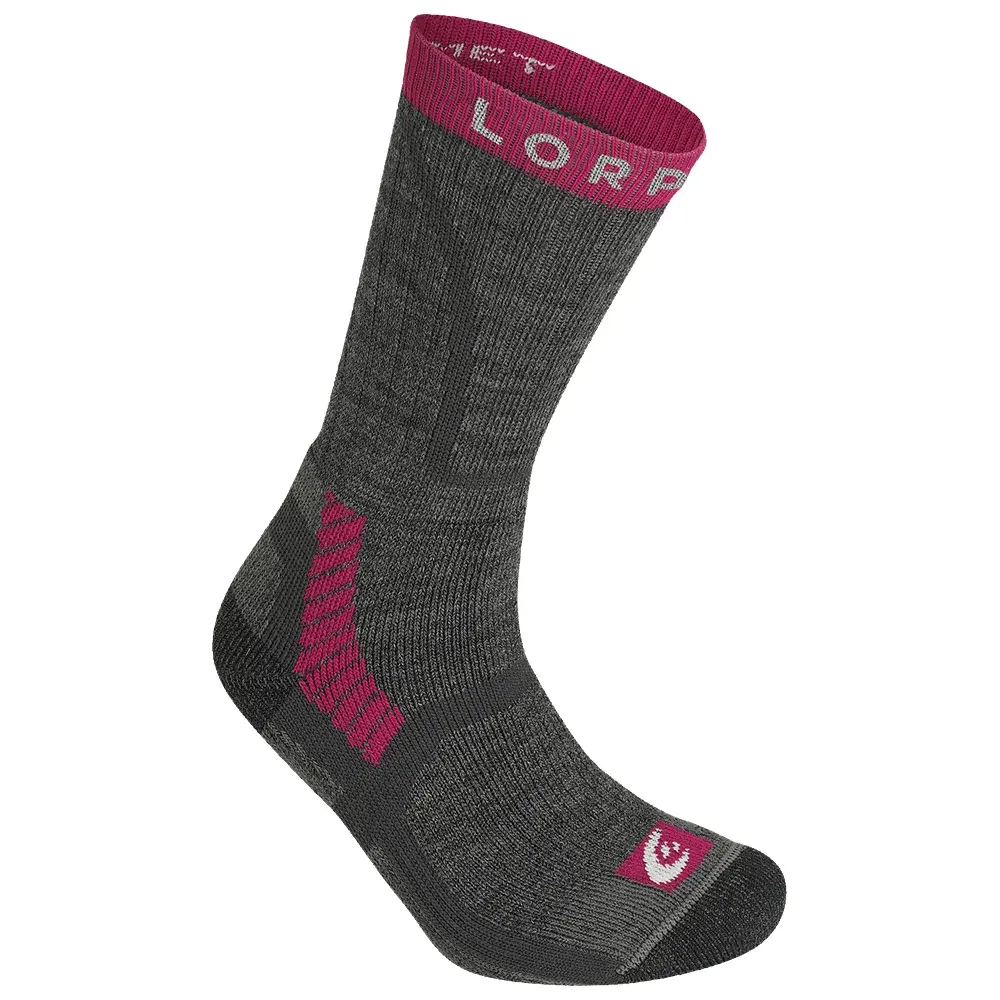 Lorpen Шкарпетки трекінгові жіночі Lorpen Midweight Hiker Eco 5427 CHARCOAL з рожевими деталями