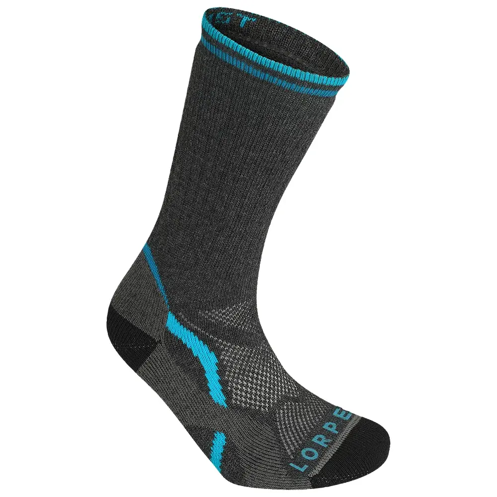 Lorpen Шкарпетки трекінгові жіночі Lorpen Midweight Hiker Eco 5427 CHARCOAL з синіми деталями