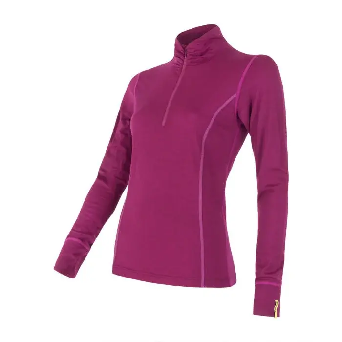 Sensor Термолонгслів з коміром-стійкою та блискавкою жіночий Sensor Merino Active lilla