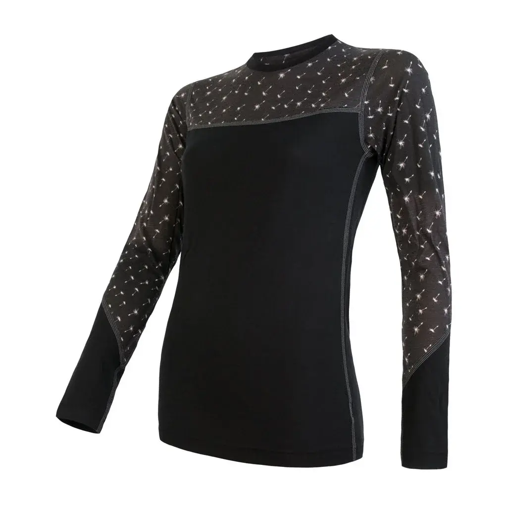 Sensor Термолонгслів жіночий Sensor Merino Impress чорний/pattern