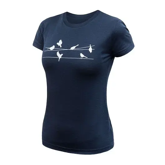 Sensor Футболка з коротким рукавом жіноча Sensor Merino Active Songbirds deep blue