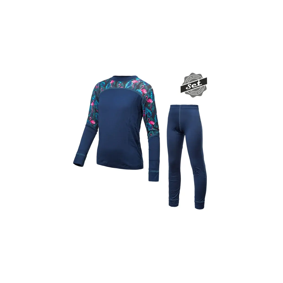 Sensor Комплект термобілизни дитячий Sensor Merino Impress Set Темно-синій/floral