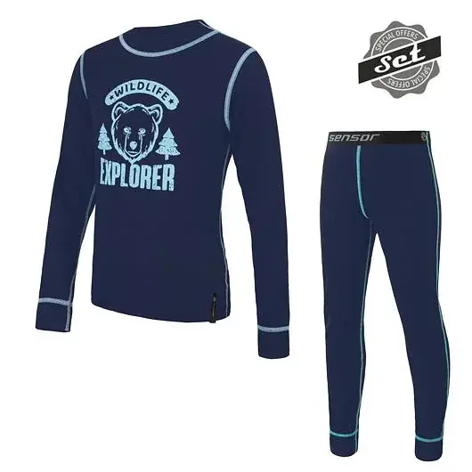 Sensor Лонгслів та термоштани дитячі Sensor DOUBLE FACE SET WILD deep blue