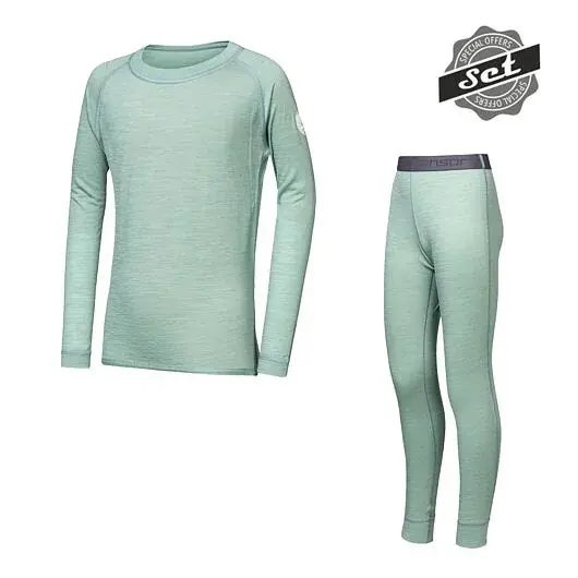 Sensor Лонгслів та термоштани дитячі Sensor MERINO AIR SET + кальсони basil green