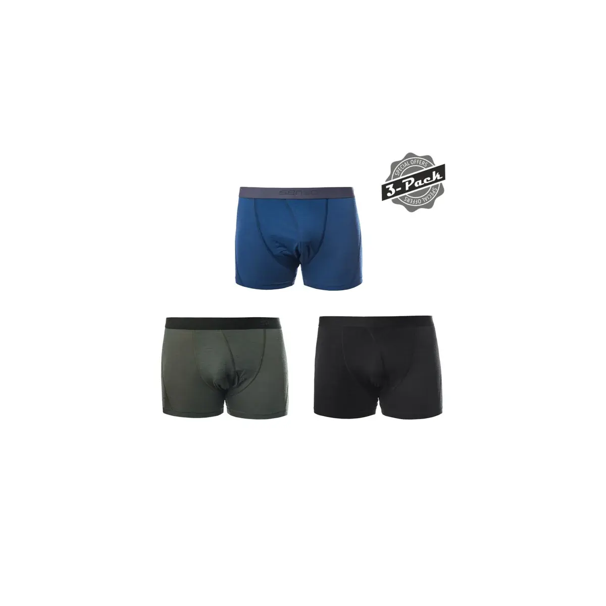 Sensor Термотруси чоловічі Sensor Merino Air 3-Pack Чорний/темно-синій/olive