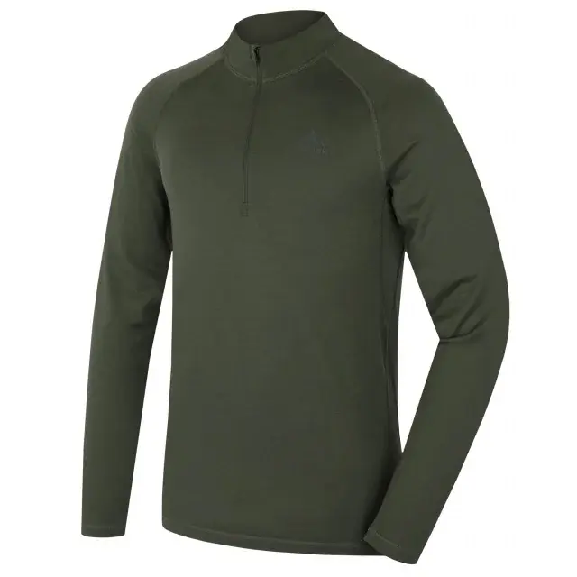 Husky Футболка Merino чоловіча Husky MEROW ZIP M green, розмір