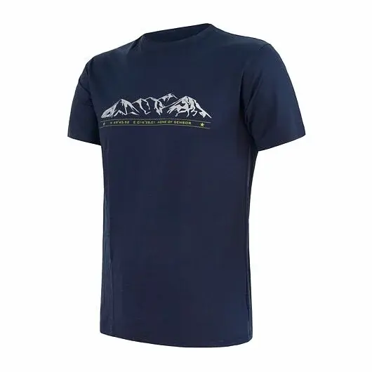Sensor Термофутболка чоловіча з коротким рукавом Sensor Merino Active PT Mountains deep blue