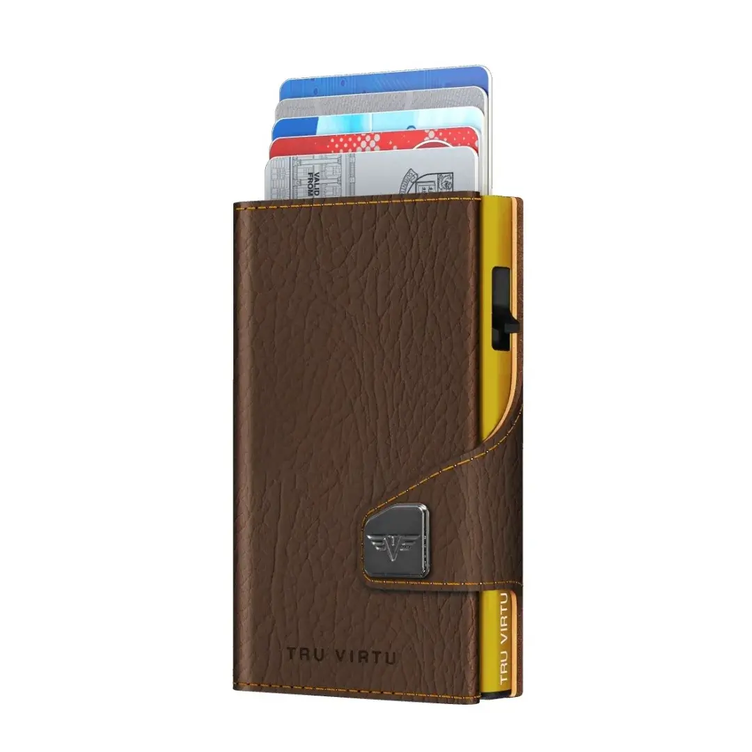 Tru Virtu Гаманець Tru Virtu CLICK & SLIDE Vegan Bio Bamboo Brown Bark/Gold