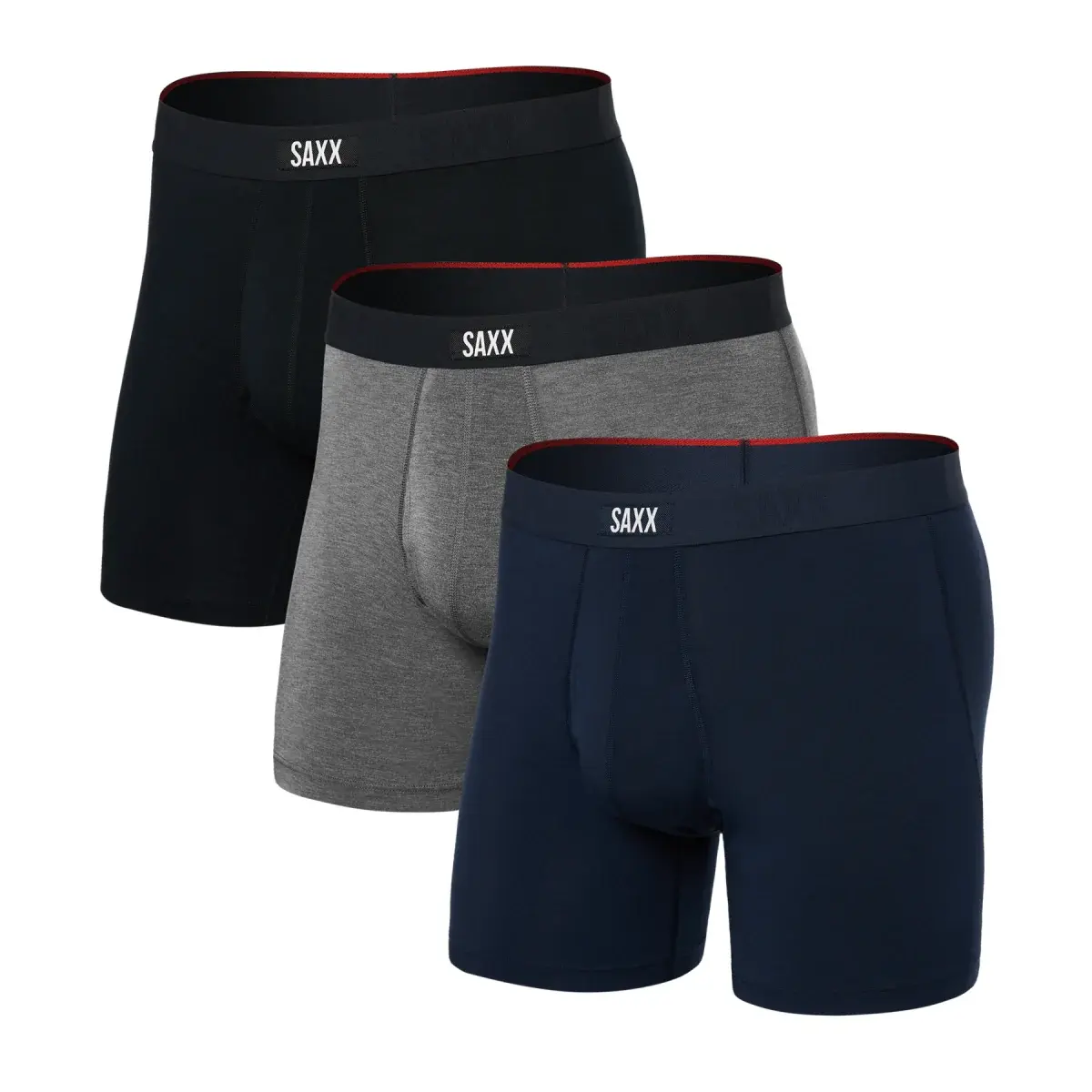 SAXX Набір боксерів чоловічих SAXX Vibe Xtra Boxer Brief Fly 3Pk Black/Dk Grey Hthr/Navy
